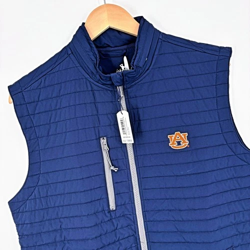 Auburn Tigers johnnie-O Crosswind Vest Mens M Full Zip Blue Golf Logo NEW - product listing photo