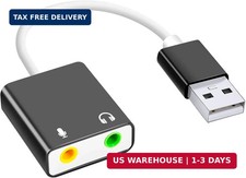 USB Audio Adapter, External Sound Card for PC and Laptop USB Microphone