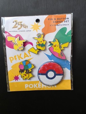 Pokemon Pikachu Pin Badge Set Universal Studios Japan USJ 25th Anniversary Rare