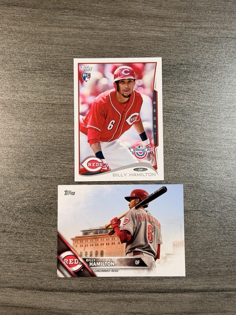 2016 Topps Foto-Variante Billy Hamilton #609 mit Schläger & 2014 Eröffnungstag SSP