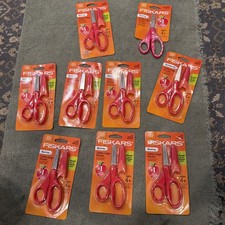 Lot 9 Fiskars 5" Pointed  Blunt Tip Scissors for Kids With Safety-Edge Blades