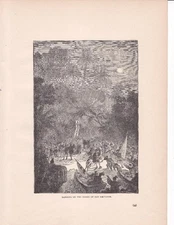 1902 Original Woodcut Print-Plate / "Columbus Landing on San Salvador"