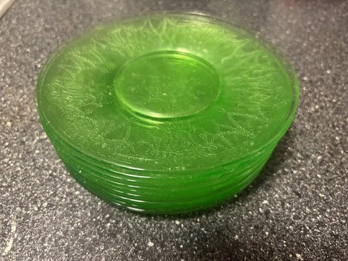 Lot Of 10Hazel Atlas Florentine No. 2 Poppy Green 1930’s Uranium Salad Plates