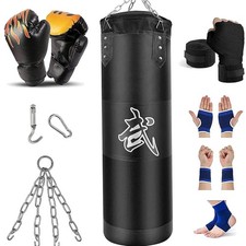 Boxsack Erwachsene Kinder MMA Kickboxen Muay Thai Karate 100cm schwarz
