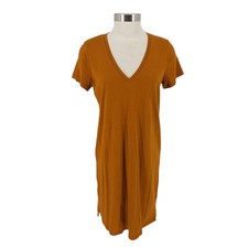 Madewell TShirt Dress Orange Brown Short Sleeve V Neck Pullover Shift NWT Medium