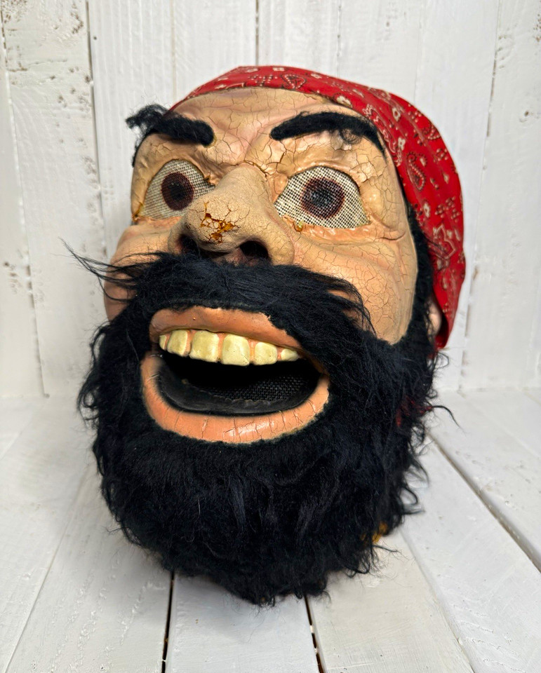 Vintage 1950s Pirate Folk Art Mascot Head Bearded Man Carnival Costume