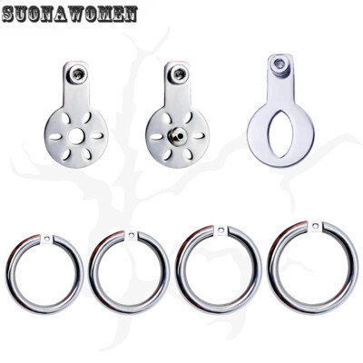 Flat Men's Male Chastity Cage Device with Black PU Belt Wearable Chastity Lock