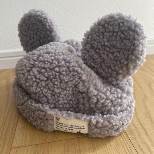 Japan Tokyo Disney Resort Ears Mickey limited Fluffy Winter Cap Hat Gray 58cm JP - Picture 3 of 6