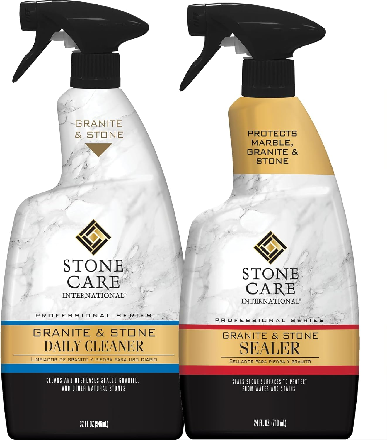 Daily Cleaner/Polish & Sealer Stone Care Kit for Granite, Quartz, Quartzite, Lim