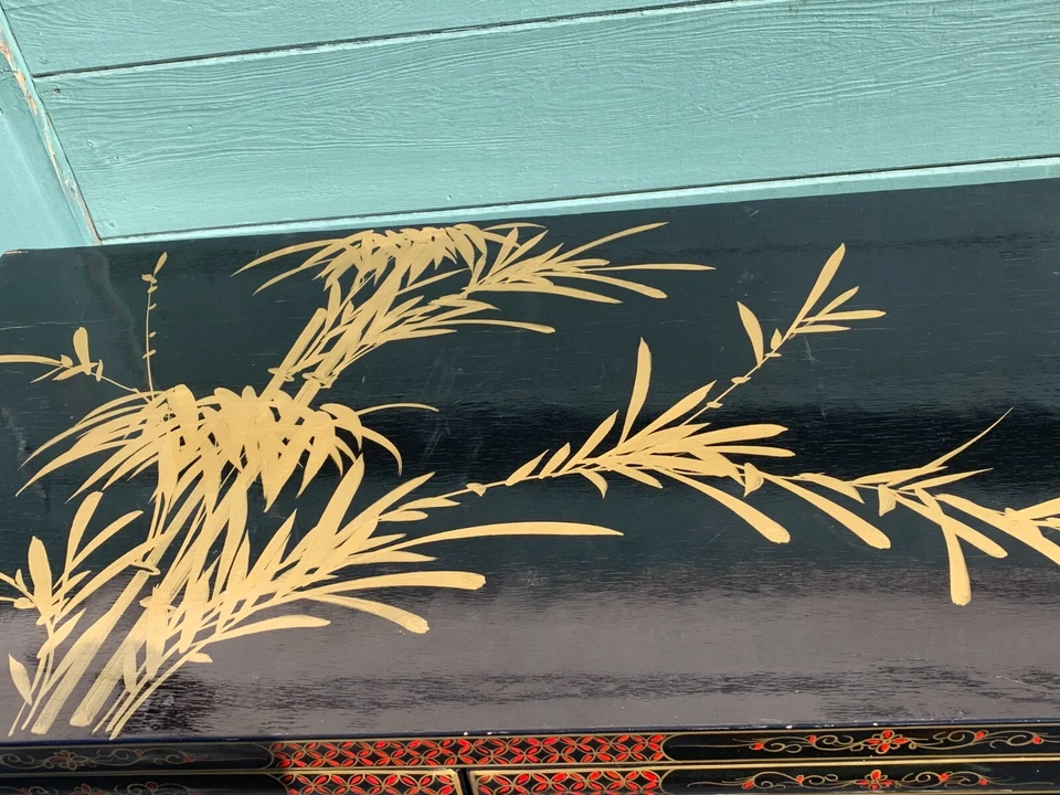 ¡¡¡PRECIO ROCK BOTTOM!!! Hermoso armario lacado negro Chinoiserie Foto 4 de 4