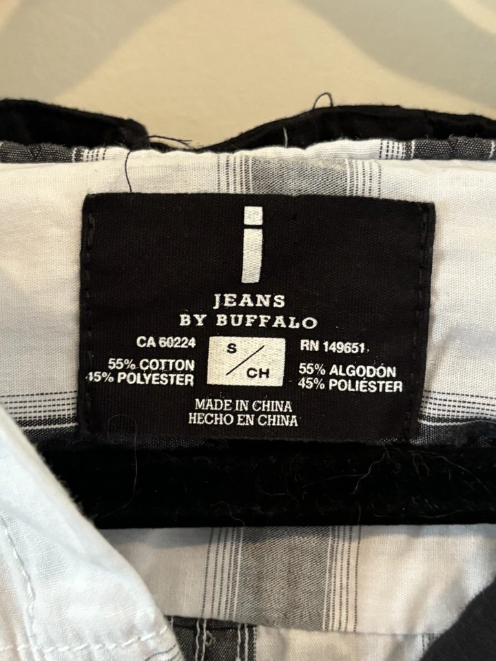 Jeans by Buffalo Plaid Women's Hoodie Shirt Blouse Size S Short Sleeves - Image 3 of 4