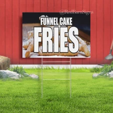 FUNNEL CAKE FRIES Advertising Yard Sign hot warm crisp delicious