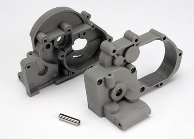 Traxxas 1/10 Rustler XL-5 * GEARBOX HALVES W/IDLER GEAR SHAFT - GRAY * 3691A