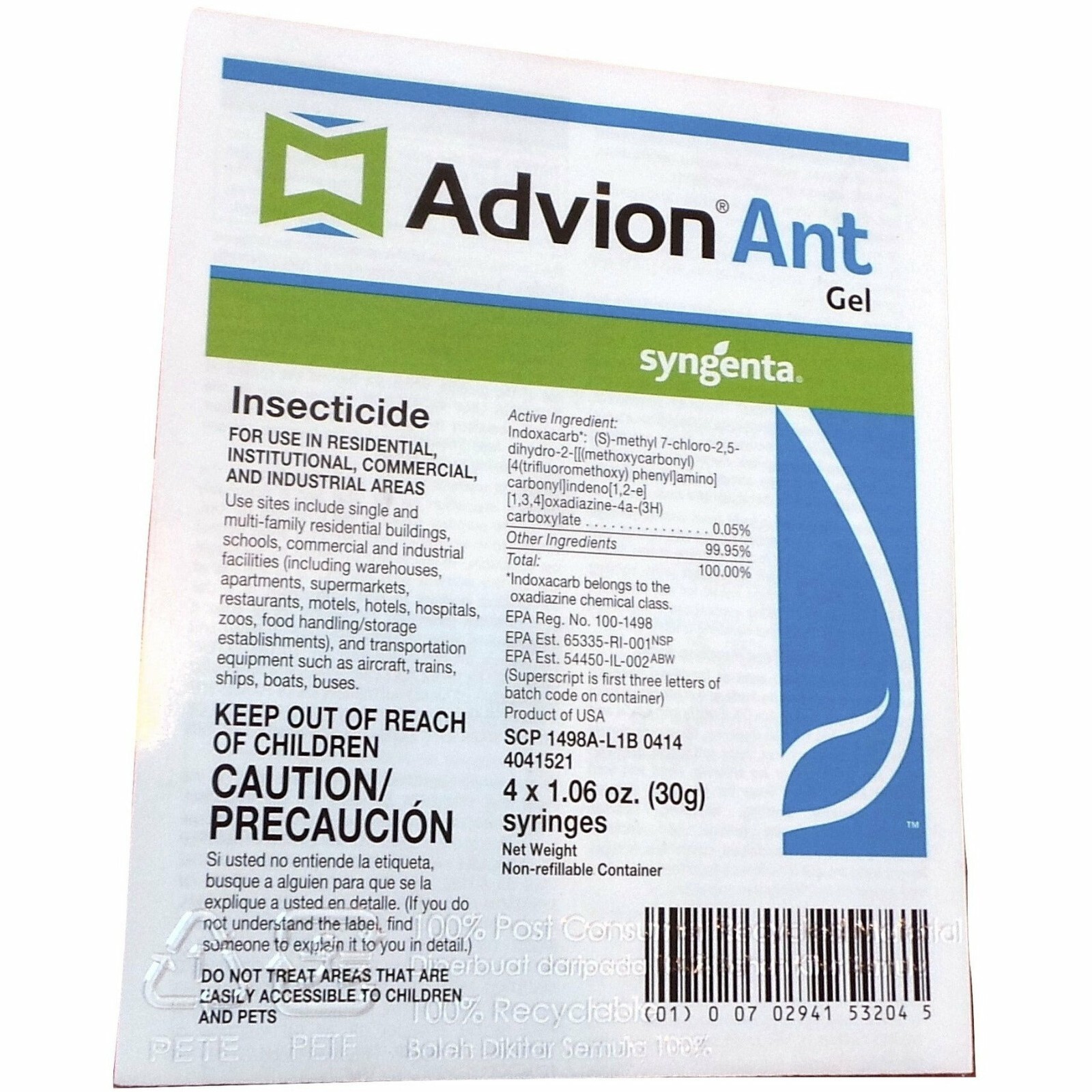 Advion Ant Gel Bait Insecticide - 4 tubes x 1.06 Oz. Syringes - Ant ...