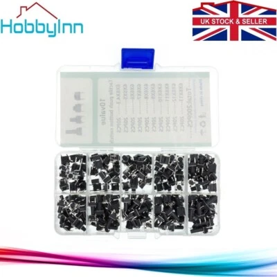 HOBBYINN 200pcs Tactile Switch Push Button 4Pin 6x6mm PCB Micro Momentary Tact Assortment