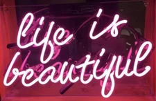 17" Life Is Beautiful Purple Acrylic Neon Sign Light Lamp Visual Beer Club JY
