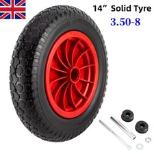 14" 3.50-8 Puncture Proof Solid Tyre Heavy Duty Wheelbarrow Trolley Truck Wheel