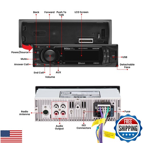 BOSS Audio Systems 625UAB Single DIN Car Stereo with Bluetooth - No CD DVD Pl - Picture 2 of 5