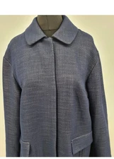 M&S blue jacket UK 14 Pockets Textured style snap button 2106