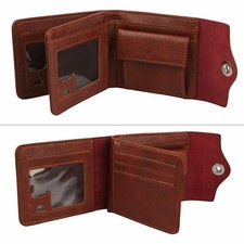Men's Pu Leather Wallet Card Holder Wallet with Flap Coin Pocket Bifold Purse