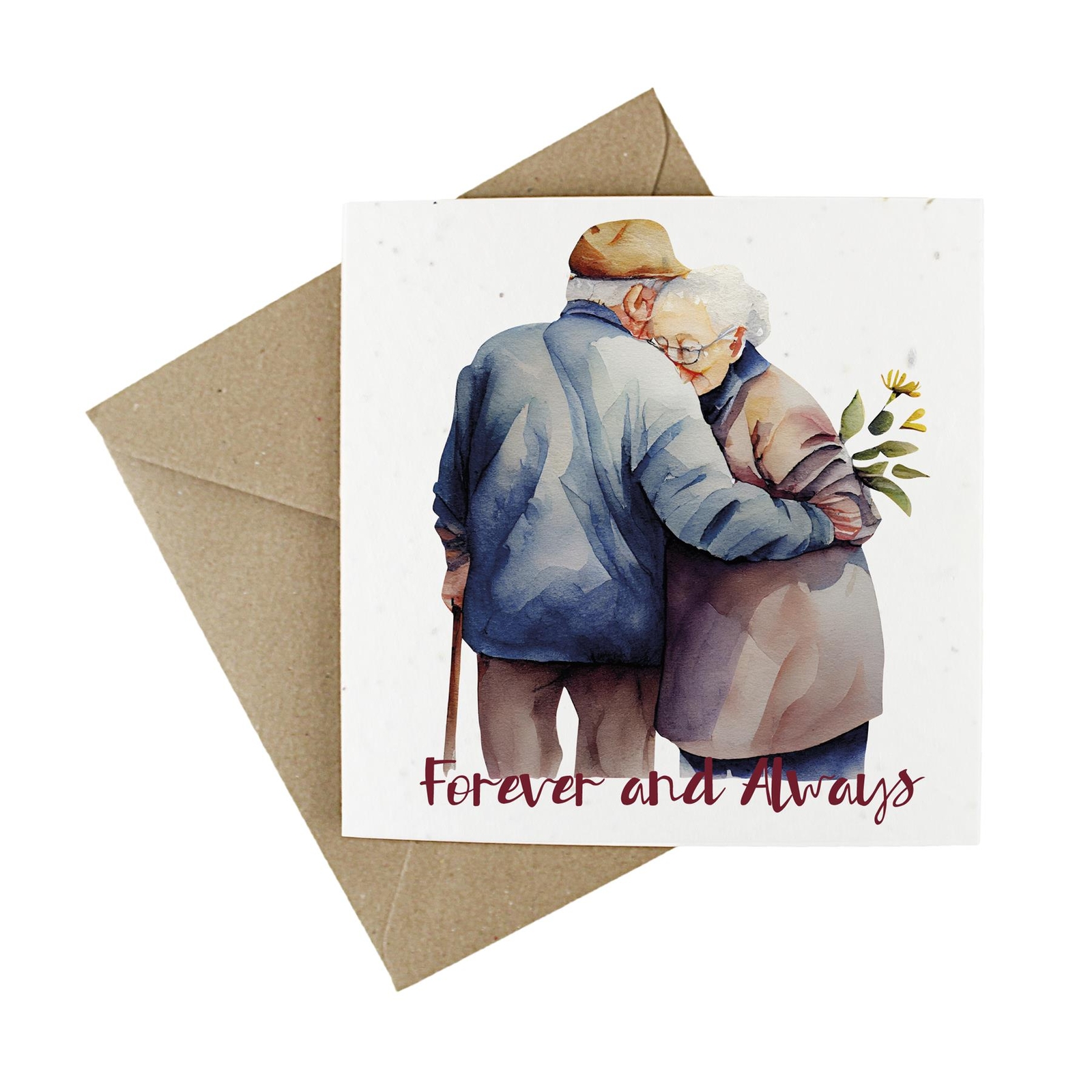 Wildflower Plantable Eco-friendly Anniversary Card - Elderly Hugging Couple