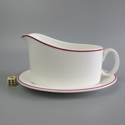 Sauciere & Ständer ''Hospitality'' Royal Doulton. Weiß Rot Bone China GROß