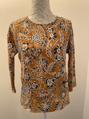 DAMENBLUSE VERO MODA ORANGE BLUMENDRUCK 3/4-ÄRMEL GRÖSSE UK XS BRANDNEU