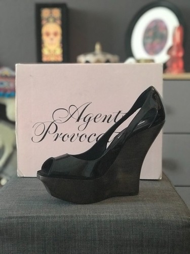 Agent Provocateur Jojo Wedge Heel Shoe Sz 41 Open Toe Platform Peep Toe