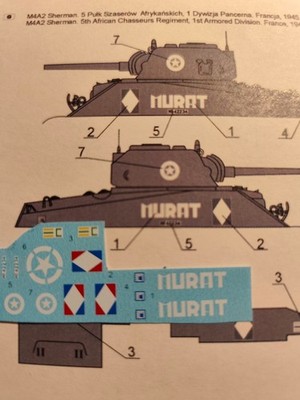 Decals 1/48 SOLIDO / MODEL - SHERMAN MURAT 2DB