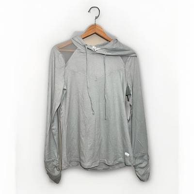 Marika Light Heather Grey Mesh Inset Pullover Hoodie Women s Medium NWT