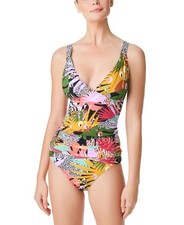 Bleu Rod Beattie Women's Tankini Top Black Multi Floral, Size 6