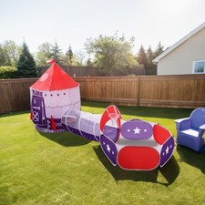 3 in 1 Foldable Kids Space Ship Play Tent Indoor Outdoor Play Teepee Playhouse