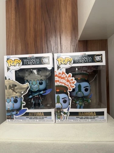 Set of 2 FUNKO POP MARVEL BLACK PANTHER WAKANDA FORVER ATTUMA 1096, NAMORA 1097