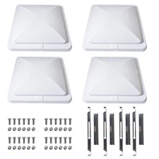 4 Pack RV Roof Vent Cover Lid White For Camper Trailer Air Ventline 14" X14"