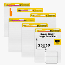 Post-it Super Sticky Easel Pad, 25 x 30 Inches, 30 Sheets/Pad, 6 Pads White