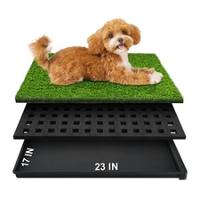 Dog Grass Pad with Tray 23''X17'' Small Artificial Turf Grass Potty Reusable ...