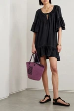 Isabel Marant Étoile Loane Ruffled Silk Bourette Mini Dress Women Size XL 42