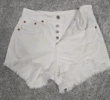 Levi's 501 Cut Off Button Fly Denim Shorts In White Women’s Size 25
