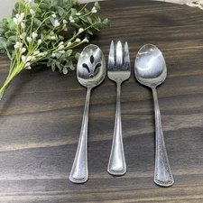 Oneida Ltd 1881 Rogers Needlepoint Beaded Artistry Stainless 3 Pc Serving Set