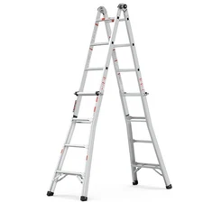 17ft Multi-Position Foldable Aluminum Ladder, A-Frame and Straight Ladder