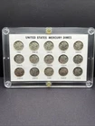 White 1941-1945 Mercury Dime Short Set in Vintage Holder 15 SILVER Coins