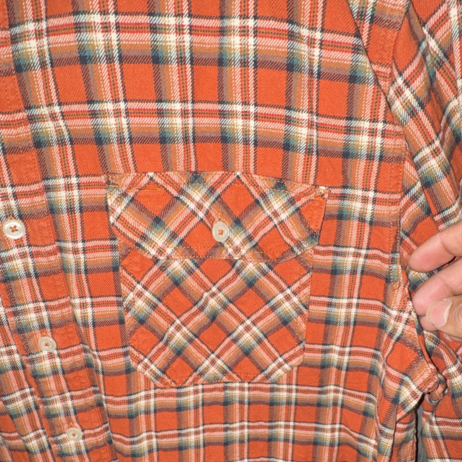 Pendleton Orange Plaid Wool Flannel Button-Up Shi… - image 3