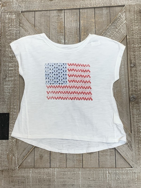 Girls T-Shirt Size 5 American Flag