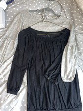 Lot Of 2Ann Taylor Loft Three-Quarter Sleeve Blouse Beige And Black Ruffle Sl