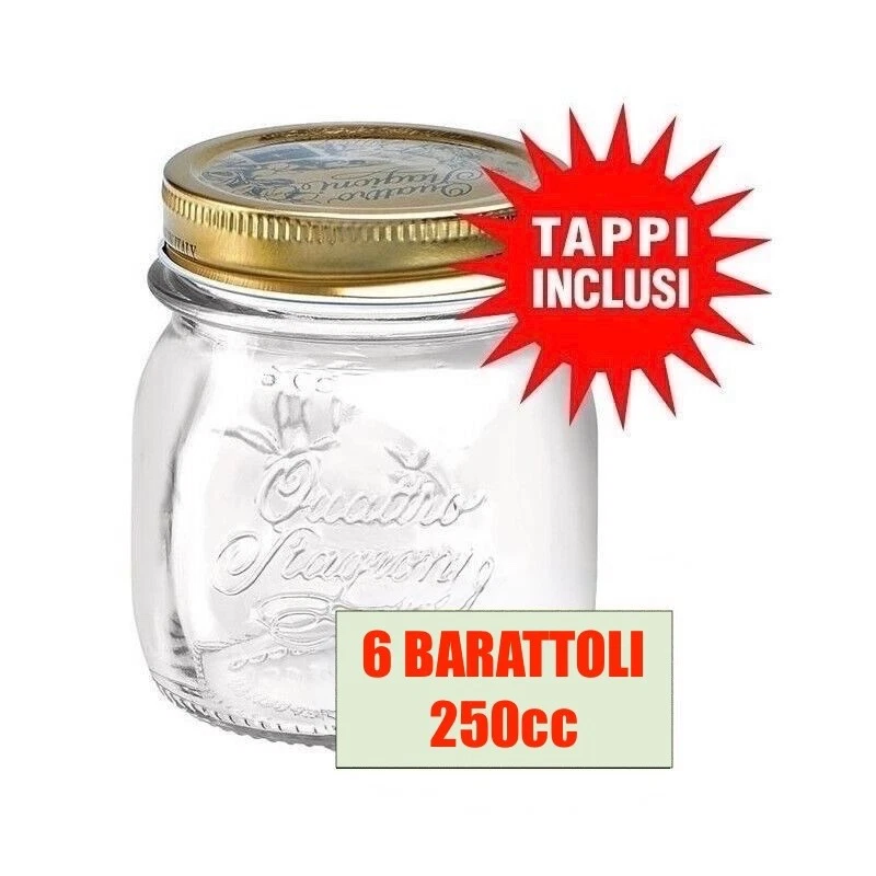 Gouveo Set 24 Vasetti Rettangolari Per Confetture 120 Ml Con Tappo A Vite Argento