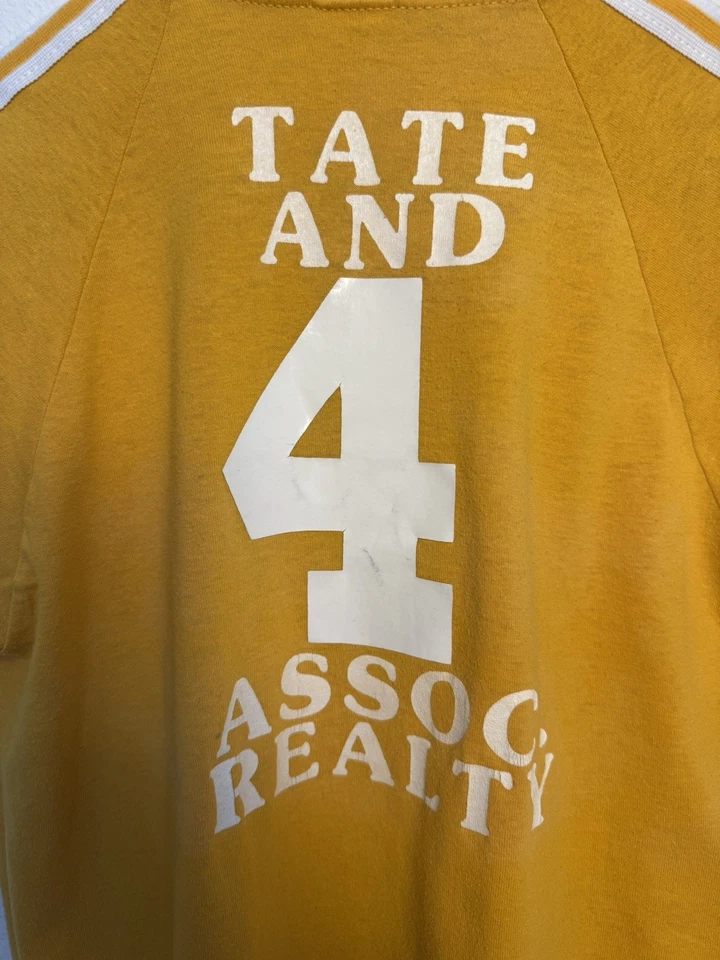 Vintage 1980s Jerzees Russell Tigers V-Neck Softball Jersey Tee Single Stitch S - Image 4 of 4