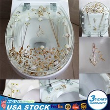 Resin Toilet Seat Shell Dried Flower And Seashell w/ Chrome Hinges UType