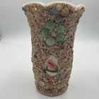 Florida Shell Souvenir 1 Milk Glass Vases Kitsch Coastal Pink Vintage