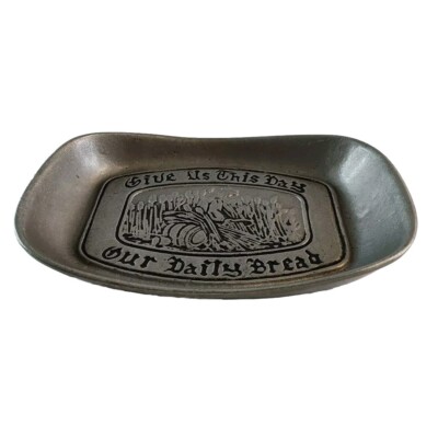 Vintage Give Us This Day Our Daily Bread Pewter Dish The Old Bradford Co Religio