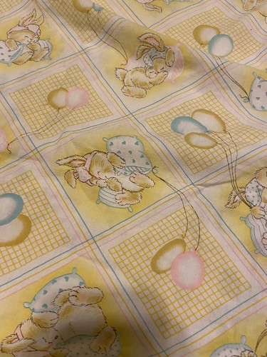 Sábana bajera ajustada Dundee vintage con estampado pastel conejitos y globos rara - Imagen 7 de 9